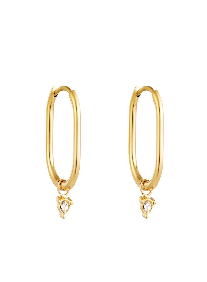 Oorbellen - Oval hoops zircon