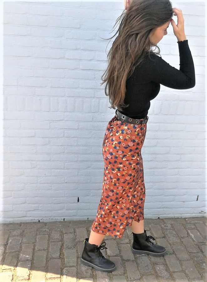 Rok - Floral Fit - Zwart/Bruin