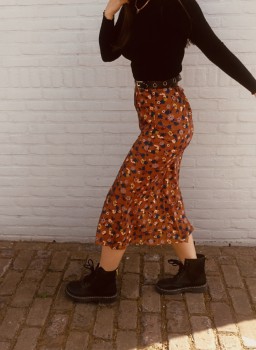 Rok - Floral Fit - Zwart/Bruin